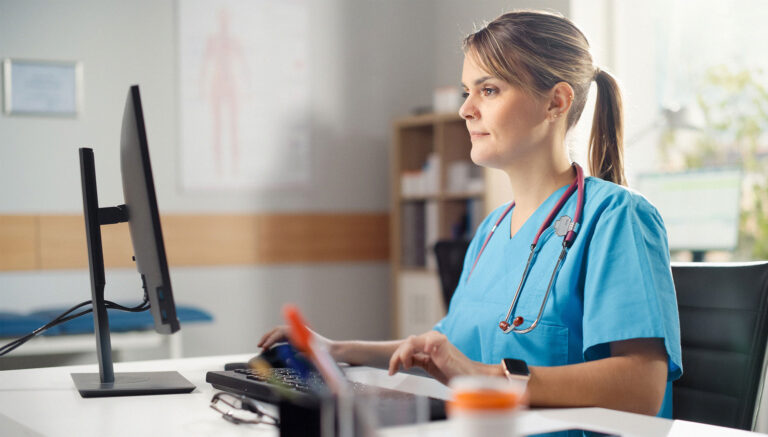 Nurse at work desk